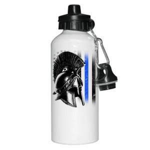 Spartan Police Blue Thin Line Flag Aluminum Water Bottle