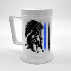 Spartan Police Blue Thin Line Flag Beer Stein