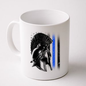 Spartan Police Blue Thin Line Flag Coffee Mug