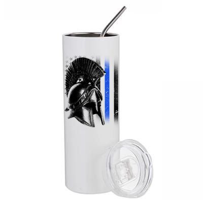 Spartan Police Blue Thin Line Flag Stainless Steel Tumbler