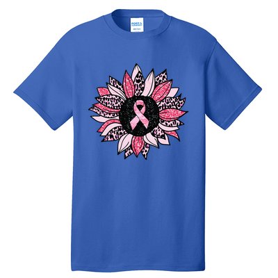 Sunflower Pink Breast Cancer Awareness Women Warrior Tall T-Shirt