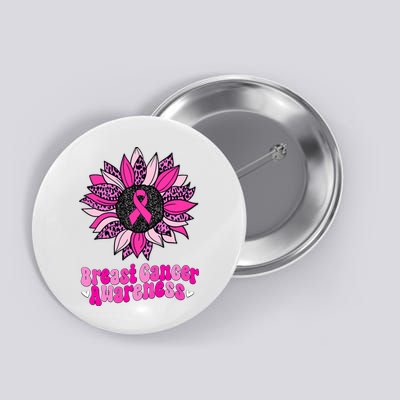 Sunflower Pink Breast Cancer Awareness Cancer Warrior Button