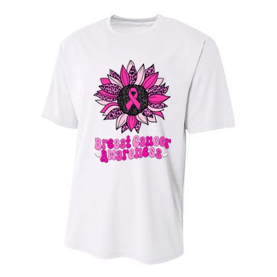 Sunflower Pink Breast Cancer Awareness Cancer Warrior Youth Performance Sprint T-Shirt