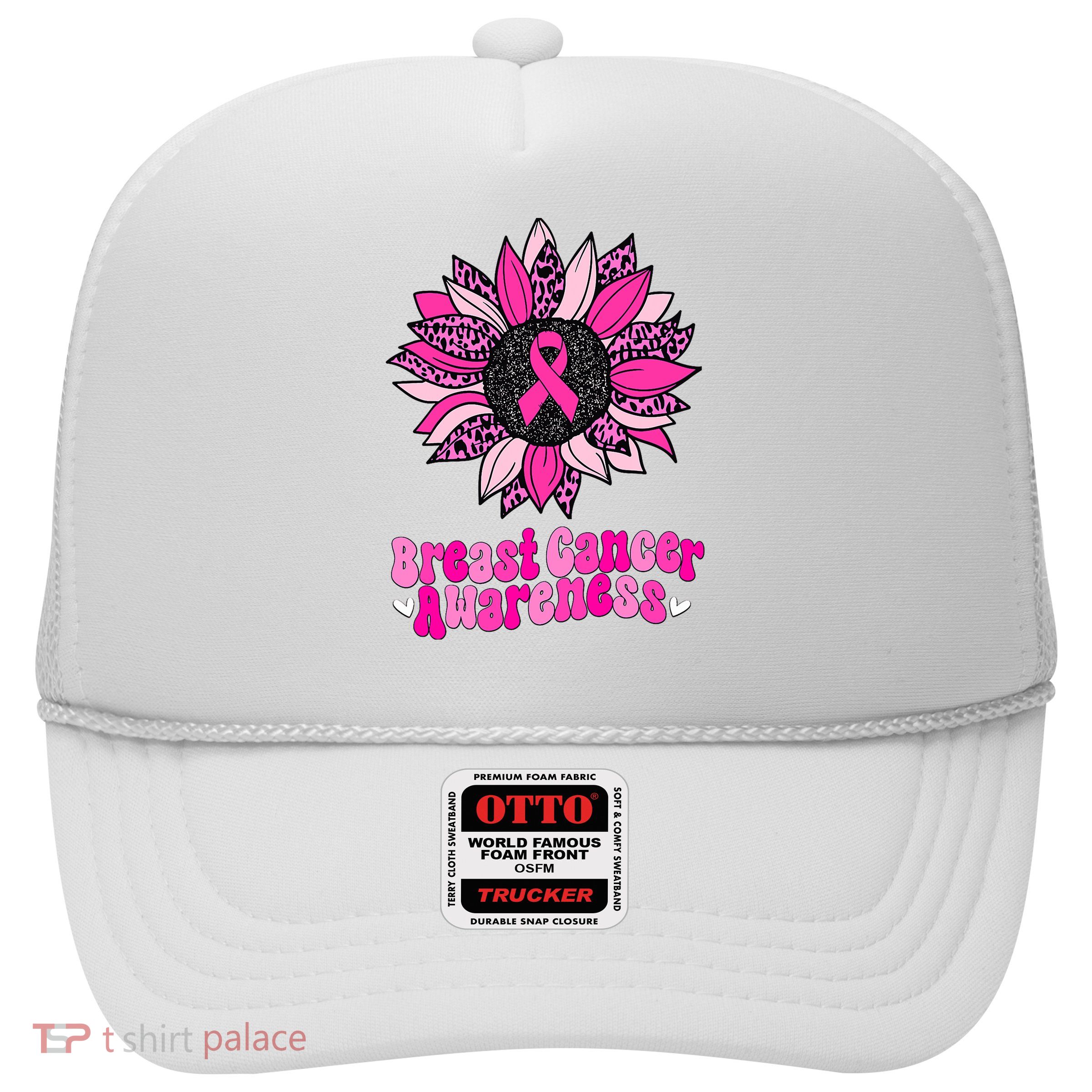 Sunflower Pink Breast Cancer Awareness Cancer Warrior Trucker Hat