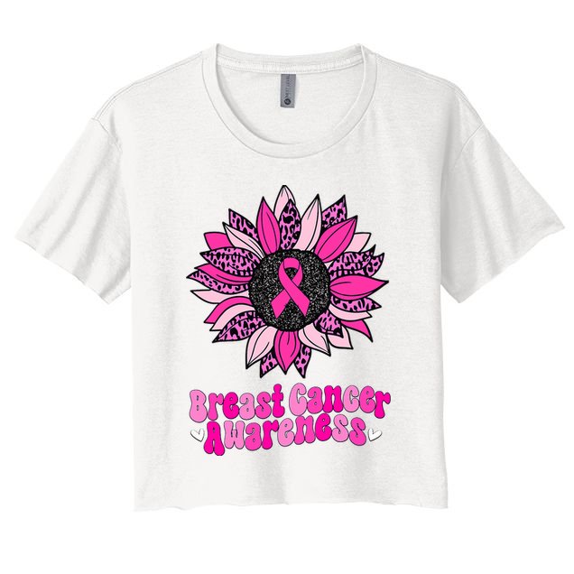 Sunflower Pink Breast Cancer Awareness Cancer Warrior Crop Top