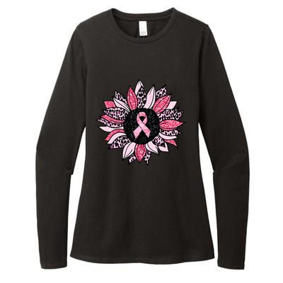 Sunflower Pink Breast Cancer Awareness  Warrior Womens CVC Long Sleeve Shirt