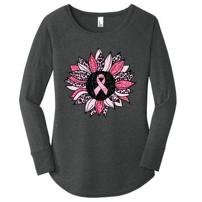 Sunflower Pink Breast Cancer Awareness  Warrior Women's Perfect Tri Tunic Long Sleeve Shirt