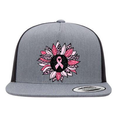 Sunflower Pink Breast Cancer Awareness  Warrior Flat Bill Trucker Hat