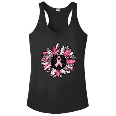 Sunflower Pink Breast Cancer Awareness  Warrior Ladies PosiCharge Competitor Racerback Tank