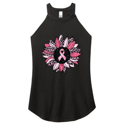 Sunflower Pink Breast Cancer Awareness  Warrior Women's Perfect Tri Rocker Tank