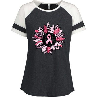 Sunflower Pink Breast Cancer Awareness  Warrior Enza Ladies Jersey Colorblock Tee