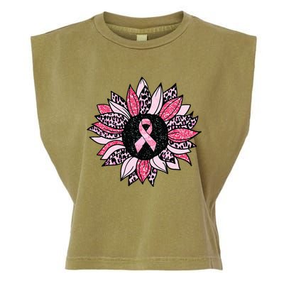 Sunflower Pink Breast Cancer Awareness  Warrior Garment-Dyed Women's Muscle Tee