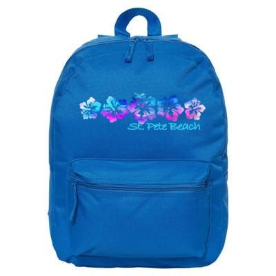 St Pete Beach Fl Tropical Flower Giftgiftvacation Beach Gift 16 in Basic Backpack