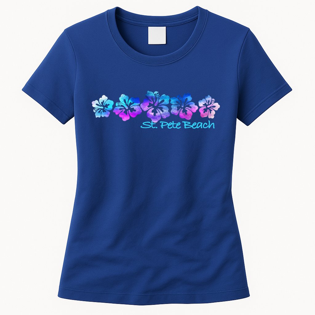 St Pete Beach Fl Tropical Flower Giftgiftvacation Beach Gift Womens T-Shirt