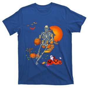 Skeleton Playing Basketball Sport Scary Halloween Costume T-Shirt