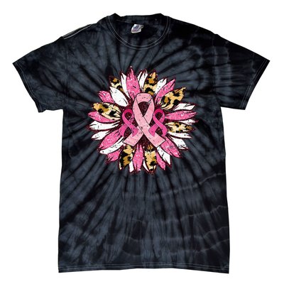 Sunflower Pink Breast Cancer Awareness Warrior Tie-Dye T-Shirt