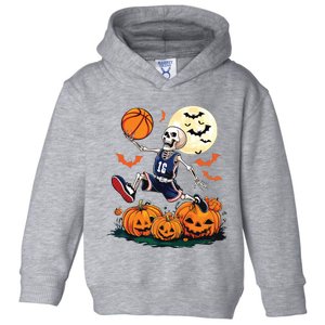 Skeleton Playing Basketball Halloween Boy Basketball Toddler Hoodie