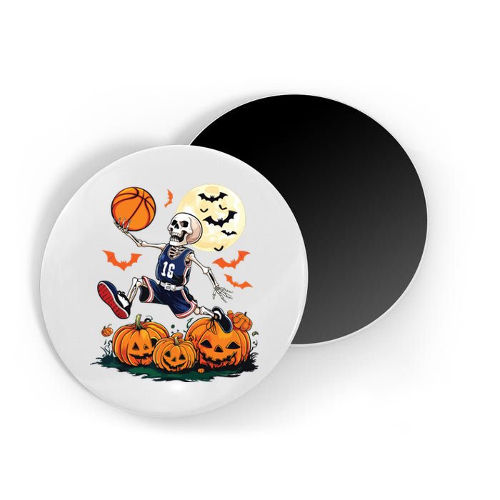 Skeleton Playing Basketball Halloween Boy Basketball Magnet