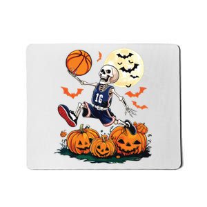 Skeleton Playing Basketball Halloween Boy Basketball Mousepad