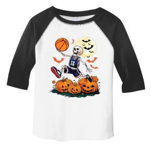 Skeleton Playing Basketball Halloween Boy Basketball Toddler Fine Jersey T-Shirt