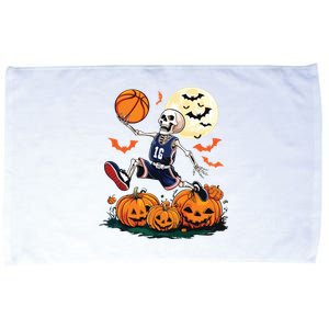 Skeleton Playing Basketball Halloween Boy Basketball Microfiber Hand Towel