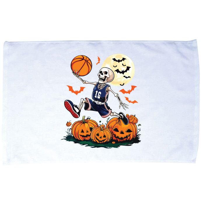 Skeleton Playing Basketball Halloween Boy Basketball Microfiber Hand Towel