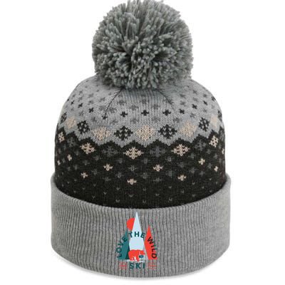 Ski Patrol Bear Outdoorsy Geometric Mountains Pow Skier Gift Cute Gift The Baniff Cuffed Pom Beanie