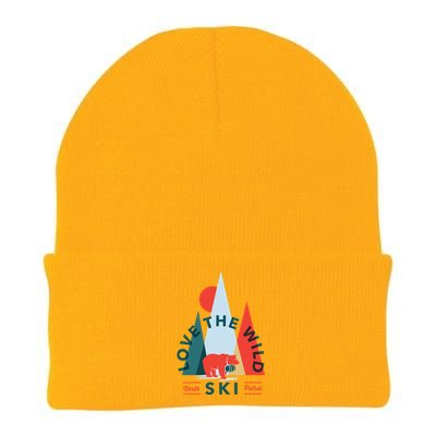 Ski Patrol Bear Outdoorsy Geometric Mountains Pow Skier Gift Cute Gift Knit Cap Winter Beanie