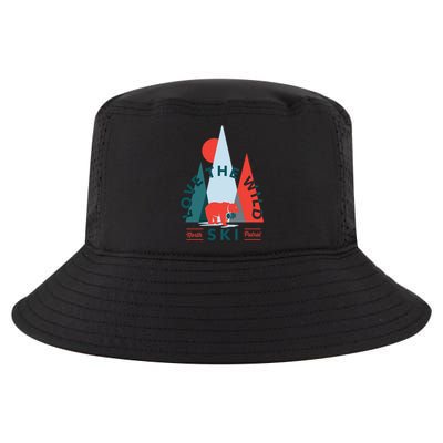 Ski Patrol Bear Outdoorsy Geometric Mountains Pow Skier Gift Cute Gift Cool Comfort Performance Bucket Hat