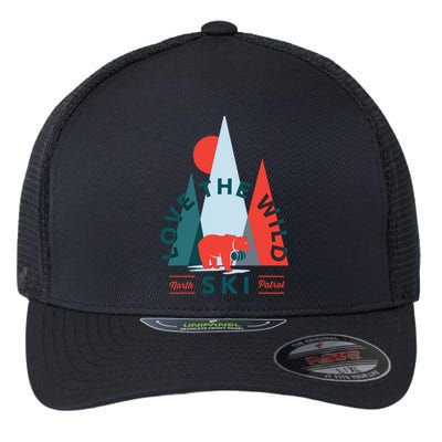 Ski Patrol Bear Outdoorsy Geometric Mountains Pow Skier Gift Cute Gift Flexfit Unipanel Trucker Cap