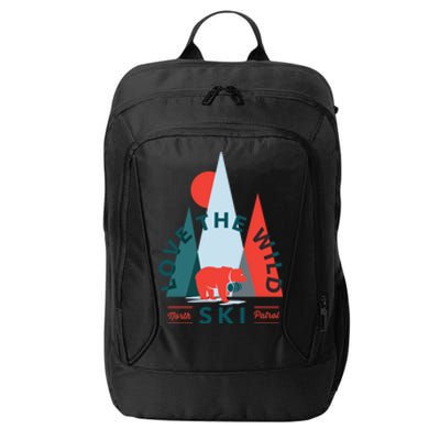 Ski Patrol Bear Outdoorsy Geometric Mountains Pow Skier Gift Cute Gift City Backpack