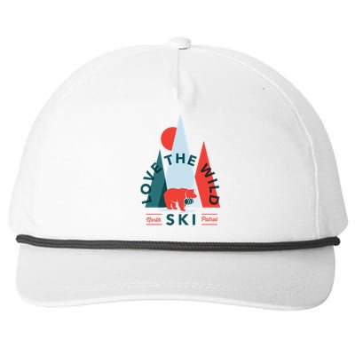 Ski Patrol Bear Outdoorsy Geometric Mountains Pow Skier Gift Cute Gift Snapback Five-Panel Rope Hat