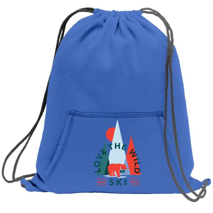 Ski Patrol Bear Outdoorsy Geometric Mountains Pow Skier Gift Cute Gift Sweatshirt Cinch Pack Bag