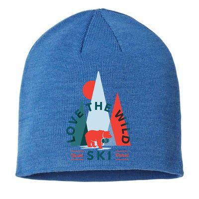 Ski Patrol Bear Outdoorsy Geometric Mountains Pow Skier Gift Cute Gift Sustainable Beanie