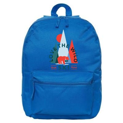 Ski Patrol Bear Outdoorsy Geometric Mountains Pow Skier Gift Cute Gift 16 in Basic Backpack