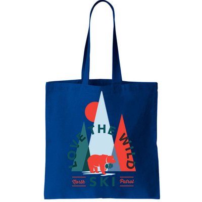 Ski Patrol Bear Outdoorsy Geometric Mountains Pow Skier Gift Cute Gift Tote Bag