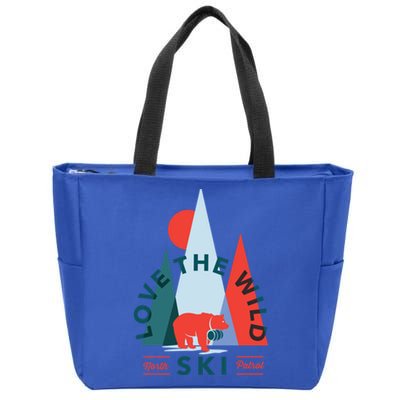 Ski Patrol Bear Outdoorsy Geometric Mountains Pow Skier Gift Cute Gift Zip Tote Bag