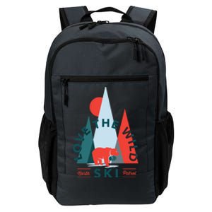 Ski Patrol Bear Outdoorsy Geometric Mountains Pow Skier Gift Cute Gift Daily Commute Backpack