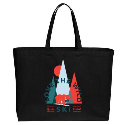 Ski Patrol Bear Outdoorsy Geometric Mountains Pow Skier Gift Cute Gift Cotton Canvas Jumbo Tote