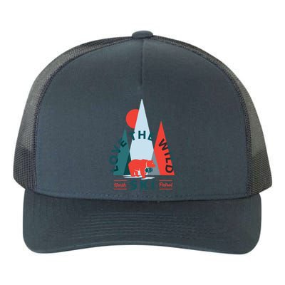 Ski Patrol Bear Outdoorsy Geometric Mountains Pow Skier Gift Cute Gift Yupoong Adult 5-Panel Trucker Hat