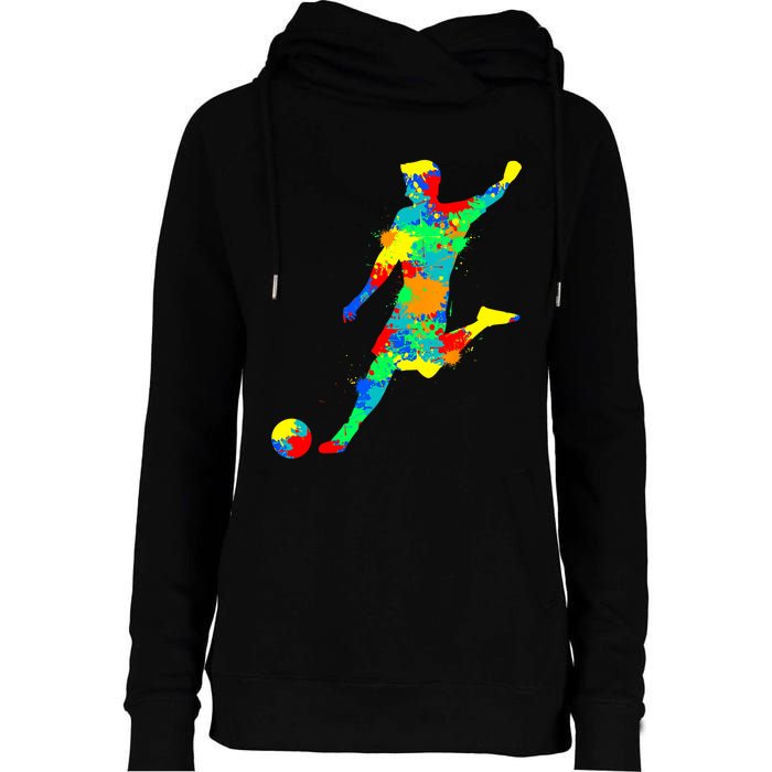 Soccer Player Boy Womens Funnel Neck Pullover Hood