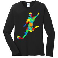 Soccer Player Boy Ladies Long Sleeve Shirt