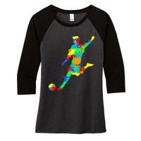 Soccer Player Boy Women's Tri-Blend 3/4-Sleeve Raglan Shirt