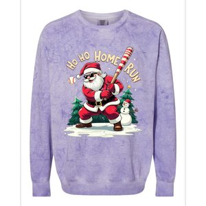 Santa Playing Baseball Ho Ho Home Run Baseball Christmas Gift Colorblast Crewneck Sweatshirt