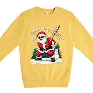 Santa Playing Baseball Ho Ho Home Run Baseball Christmas Gift Premium Crewneck Sweatshirt