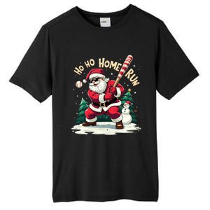 Santa Playing Baseball Ho Ho Home Run Baseball Christmas Gift Tall Fusion ChromaSoft Performance T-Shirt