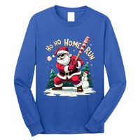 Santa Playing Baseball Ho Ho Home Run Baseball Christmas Gift Long Sleeve Shirt