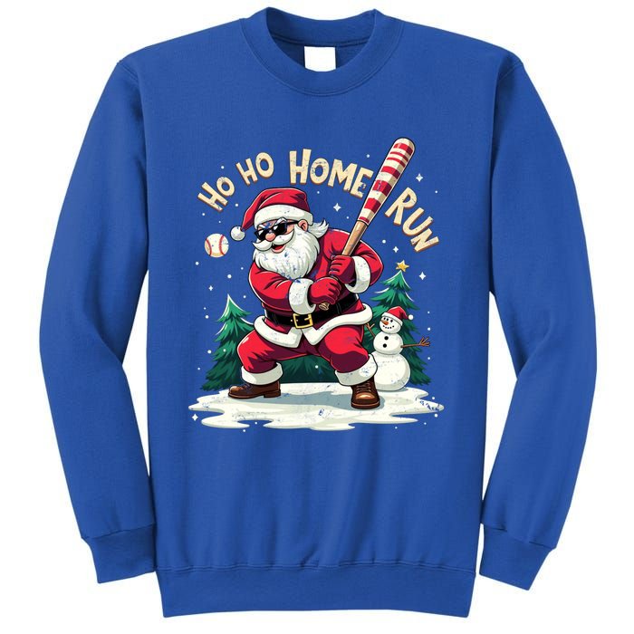 Santa Playing Baseball Ho Ho Home Run Baseball Christmas Gift Sweatshirt