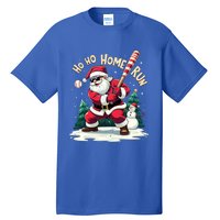 Santa Playing Baseball Ho Ho Home Run Baseball Christmas Gift Tall T-Shirt