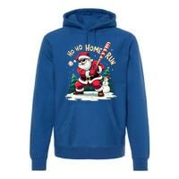 Santa Playing Baseball Ho Ho Home Run Baseball Christmas Gift Premium Hoodie